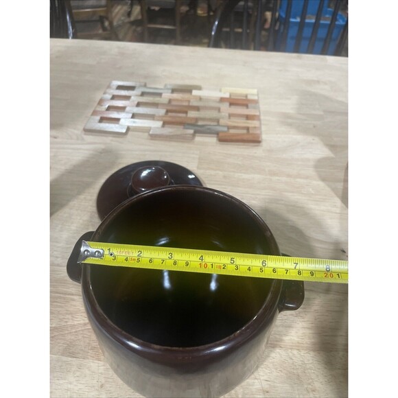 Vintage 1950s/60s WEST BEND Brown Bean Pot Stoneware w/ Oven Use Only - Picture 11 of 14